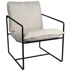 Fabrique de Styles Fauteuils>Fauteuil en tissu et fer écru - Elément Ecru
