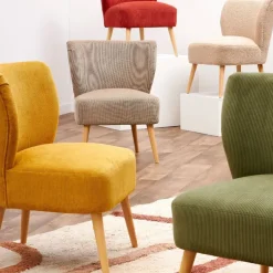 Fabrique de Styles Fauteuils>Fauteuil en velours côtelé - Eleonor Moutarde