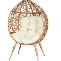 Fabrique de Styles Chaises, Fauteuils|Jardin>Fauteuil extérieur œuf en métal naturel et beige Naturel, Beige