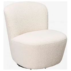 Fabrique de Styles Fauteuils>Fauteuil pivotant en bouclette - Pauline Blanc