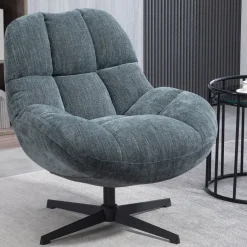 Fabrique de Styles Fauteuils>Fauteuil pivotant en tissu bleu - Molto Bleu Clair
