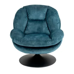 Fabrique de Styles Fauteuils>Fauteuil pivotant en velours bleu - Topi Gris