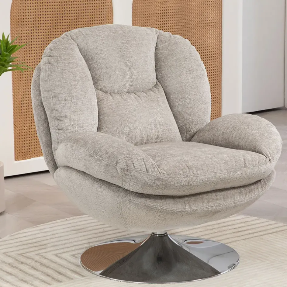 Fabrique de Styles Fauteuils>Fauteuil pivotant en velours - Topi Taupe