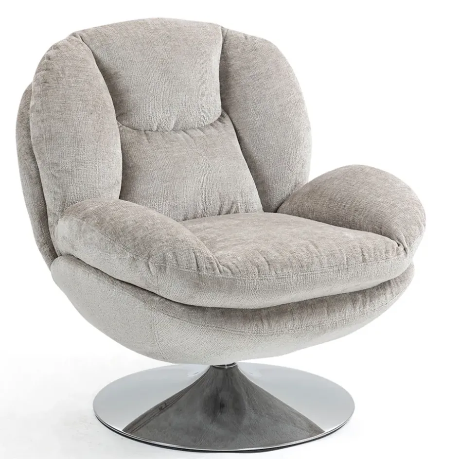 Fabrique de Styles Fauteuils>Fauteuil pivotant en velours - Topi Taupe