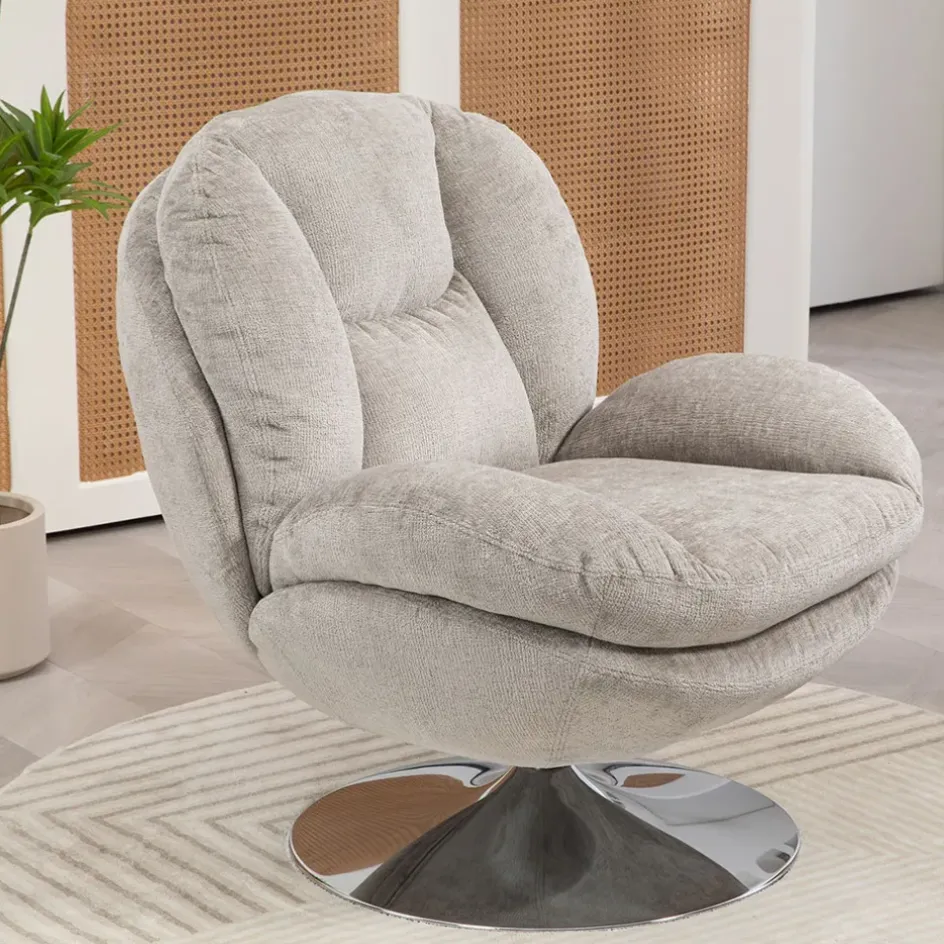 Fabrique de Styles Fauteuils>Fauteuil pivotant en velours - Topi Taupe