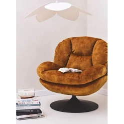 Fabrique de Styles Fauteuils>Fauteuil pivotant en velours - Topi Ocre