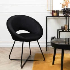 Fabrique de Styles Fauteuils>Fauteuil rond en velours cotele - Julia Noir