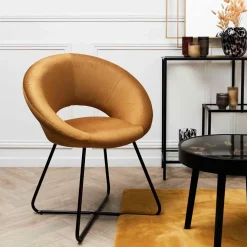 Fabrique de Styles Fauteuils>Fauteuil rond en velours côtelé - Julia Ocre