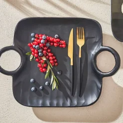 Fabrique de Styles Couverts>Fourchette en inox or et noir - barisa Noir Doré