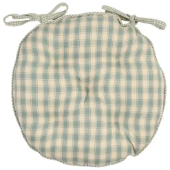Fabrique de Styles Galettes De Chaise>Galette de chaise ronde en coton vichy d40cm - Campagne Sauge