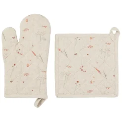 Fabrique de Styles Torchons, Tabliers Et Maniques>Gant et manique en coton beige - Lucile Rouge