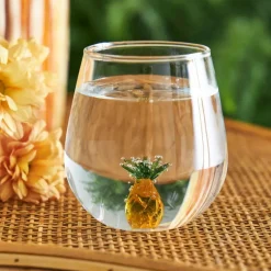 Fabrique de Styles Verres À Eau Et Gobelets>Gobelet ananas en verre 38cl - Colorea Ambre