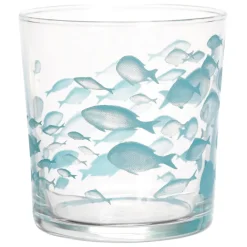 Fabrique de Styles Verres À Eau Et Gobelets>Gobelet banc de poissons en verre Turquoise