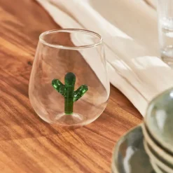 Fabrique de Styles Verres À Eau Et Gobelets>Gobelet cactus en verre 38cl - Colorea Vert
