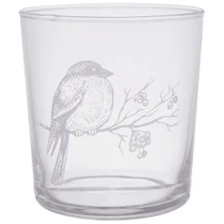 Fabrique de Styles Verres À Eau Et Gobelets>Gobelet en verre oiseau 36cl - Bodega Blanc