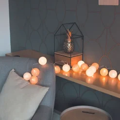 Fabrique de Styles Déco Lumineuse>Guirlande boule blanc et or 20 leds Blanc, Doré