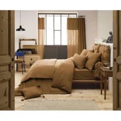 Fabrique de Styles Housses De Couette>Housse de couette en gaze de coton 260x240cm - Gaia Camel