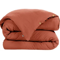 Fabrique de Styles Housses De Couette>Housse de couette en gaze de coton unie 240x220cm - Gaia Terracotta