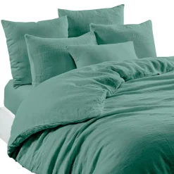 Fabrique de Styles Housses De Couette>Housse de couette en lin et coton céladon 240x220cm - Limy Celadon