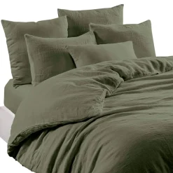 Fabrique de Styles Housses De Couette>Housse de couette en lin et coton 260x240cm - Limy Kaki