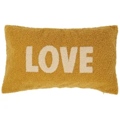 Fabrique de Styles Coussins Et Housses>Housse de coussin bouclette "Love" et beige 50x30cm - Funky Moutarde