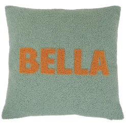 Fabrique de Styles Coussins Et Housses>Housse de coussin bouclette "Bella" et camel 45x45cm - Funky Vert