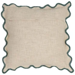 Fabrique de Styles Coussins Et Housses>Housse de coussin brodée dolce vita en coton beige et émeraude 45x45cm - Lumi Beige, Emeraude
