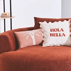 Fabrique de Styles Coussins Et Housses>Housse de coussin brodée en coton 50x30cm - Nomadea Terracotta