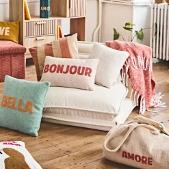 Fabrique de Styles Coussins Et Housses>Housse de coussin en bouclettes 50x30cm - Funny Ecru