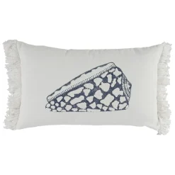 Fabrique de Styles Coussins Et Housses>Housse de coussin en coton cauri 50x30cm - Bord De Mer Bleu Marine