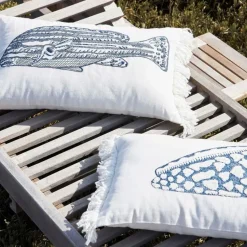 Fabrique de Styles Coussins Et Housses>Housse de coussin en coton cauri 50x30cm - Bord De Mer Bleu Marine