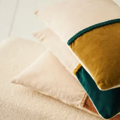 Fabrique de Styles Coussins Et Housses>Housse de coussin en coton et beige 50x30cm - Manarola Emeraude