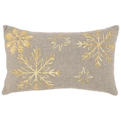 Fabrique de Styles Coussins Et Housses>Housse de coussin en coton gris et doré 50x30cm - Flocon Gris, Doré