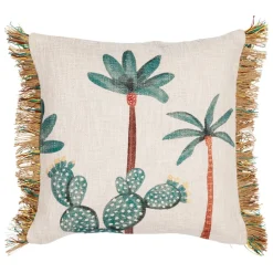 Fabrique de Styles Coussins Et Housses>Housse de coussin en coton et jute et écru 45x45cm - Patchuca Vert