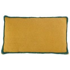 Fabrique de Styles Coussins Et Housses>Housse de coussin en coton et emeraude 50x30cm - Seguia Moutarde