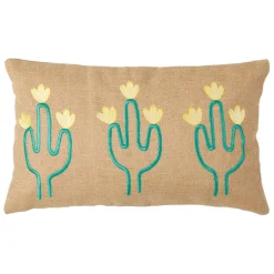 Fabrique de Styles Coussins Et Housses>Housse de coussin en jute naturel et coton vert 50x30cm - Patchuca Naturel, Vert