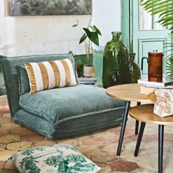 Fabrique de Styles Coussins Et Housses>Housse de coussin en velours rayé et nude 50x30cm - Klosen Camel