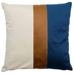 Fabrique de Styles Coussins Et Housses>Housse de coussin en velours et camel 45x45cm - Mocoa Bleu