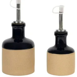 Fabrique de Styles Ustensibles De Cuisine>Huilier et vinaigrier en grès 27.5cl/17.5cl - Jade Bleu Marine