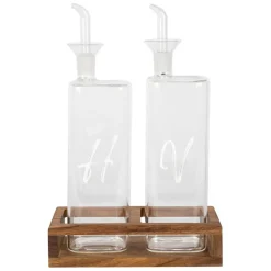 Fabrique de Styles Ustensibles De Cuisine>Huilier vinaigrier en verre borosilicate avec support 45cl - Voidita Blanc