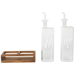 Fabrique de Styles Ustensibles De Cuisine>Huilier vinaigrier en verre borosilicate avec support 45cl - Voidita Blanc