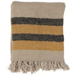 Fabrique de Styles Couvre-lits>Jeté de lit en lin 170x130cm - Hemlin Safran