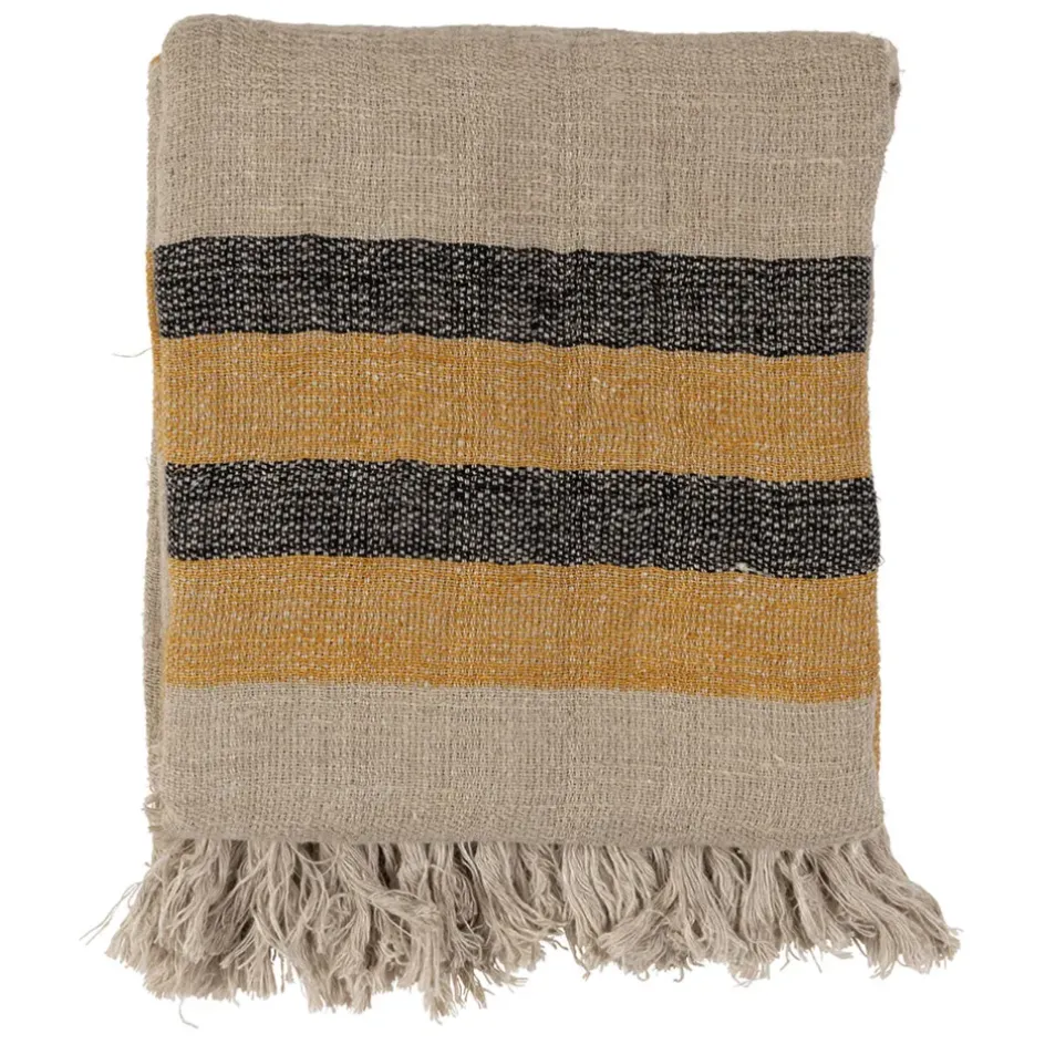 Fabrique de Styles Couvre-lits>Jeté de lit en lin 170x130cm - Hemlin Safran