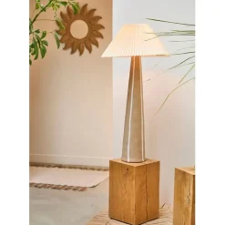 Fabrique de Styles Lampadaires>Lampadaire en céramique et lin et écru h103cm - Paese Brun
