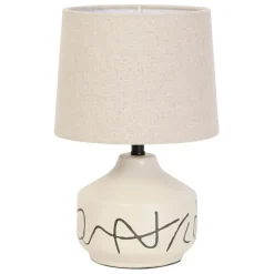Fabrique de Styles Lampes À Poser>Lampe en porcelaine et lin h33cm - visionnary Beige