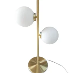 Fabrique de Styles Lampes À Poser>Lampe 2 globes en verre opaline doré - edmond Doré, Blanc