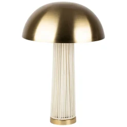 Fabrique de Styles Lampes À Poser>Lampe champignon en fer et nylon h58cm blanc et doré - Champart Blanc, Doré