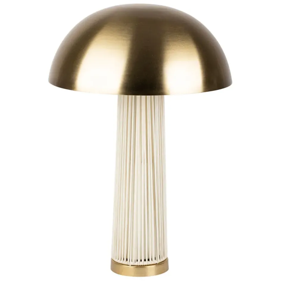 Fabrique de Styles Lampes À Poser>Lampe champignon en fer et nylon h58cm blanc et doré - Champart Blanc, Doré