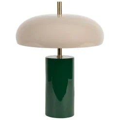 Fabrique de Styles Lampes À Poser>Lampe champignon en fer émeraude et écru h40cm - Arty Emeraude