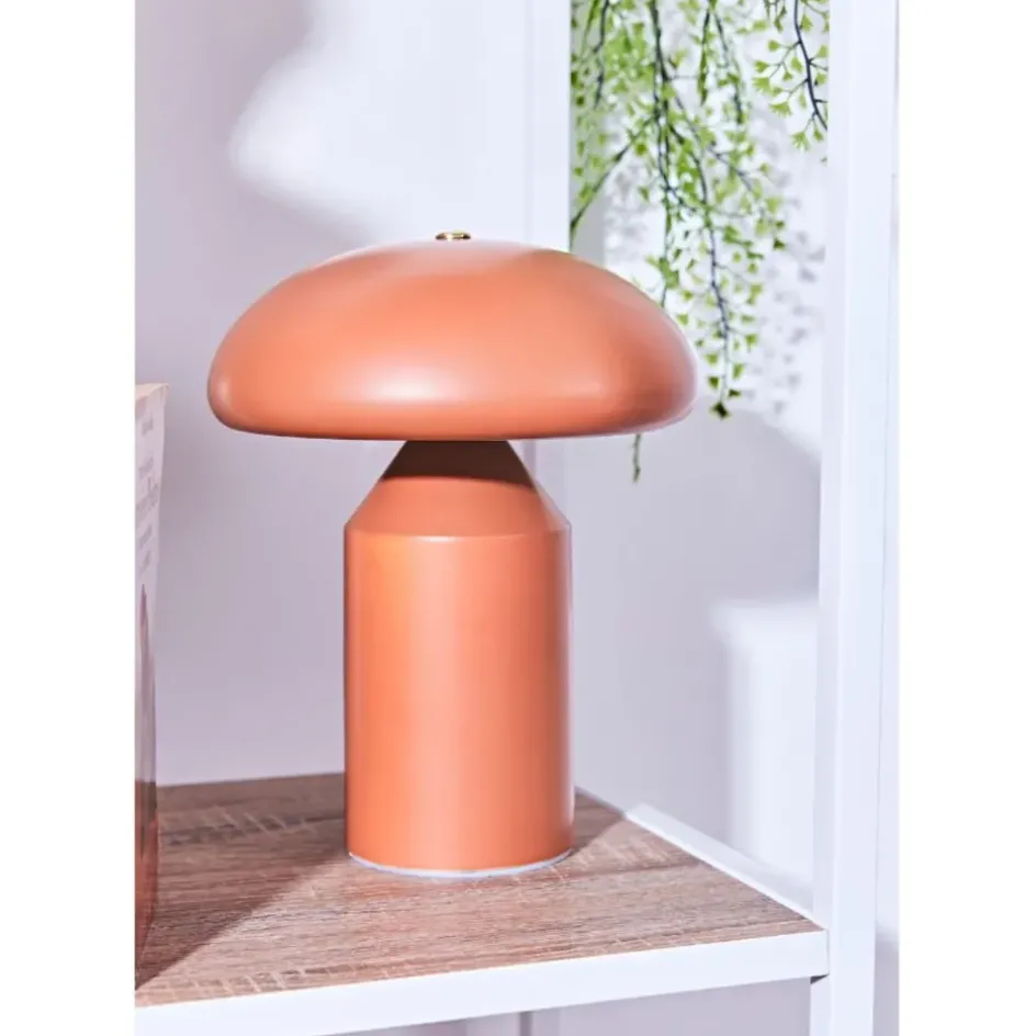 Fabrique de Styles Lampes À Poser>Lampe champignon tactile en fer terracotta h23cm - Arty Terre